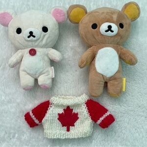 Korilakkuma and Rilakkuma plush with Canada sweater for rilakkuma
